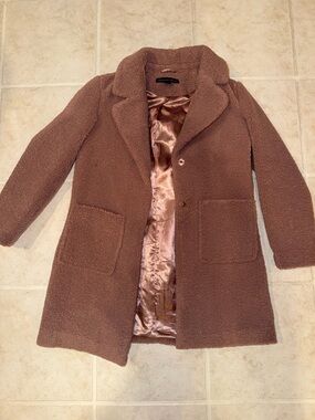 French Connection Teddy Coat in Mauve Brown